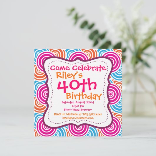 Vet cirkelpatroon patroon 40e uitnodiging van de P (Staand voorkant)