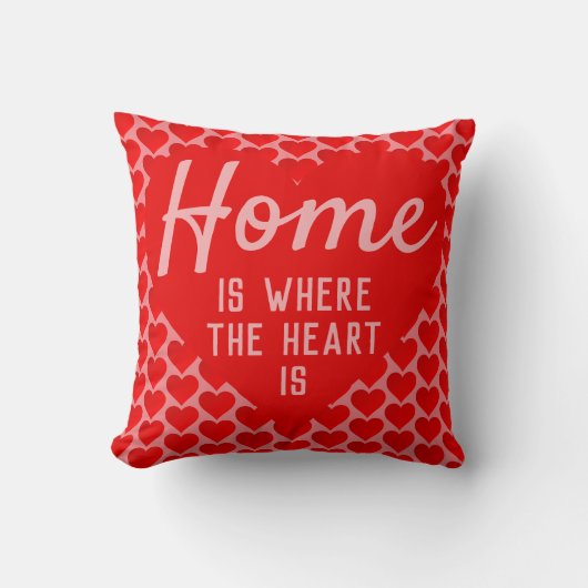 Vet Citaat Home is waar het hart is - rood & roze Kussen (Voorkant)