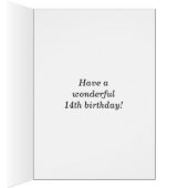 Vet, Cloudy Sky, Faux Gold 14th Birthday + Naam (Binnen (Rechts))