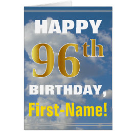 Vet, Cloudy Sky, Faux Gold 96th Birthday + Naam