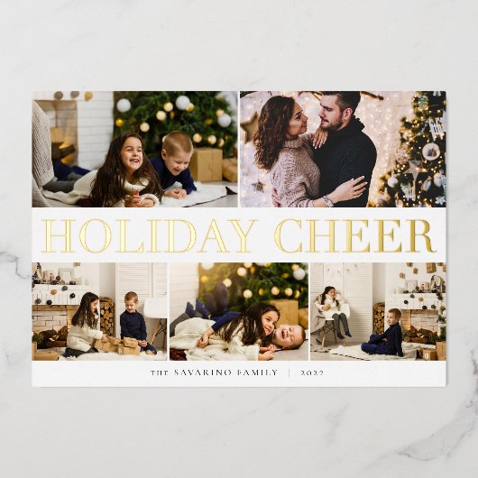 Vet collage | Holiday Cheer 5 Foto Folie Kaart (Voorkant)