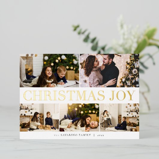 Vet collage | Kerstfeest 5 Foto Folie Feestdagenkaart (Staand Voorkant)