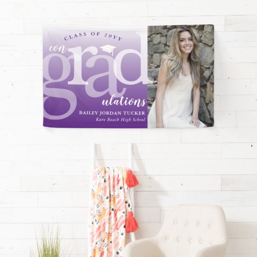 Vet ConGRADuleringen Paarse Ombre Foto Afstuderen Spandoek (Insitu)