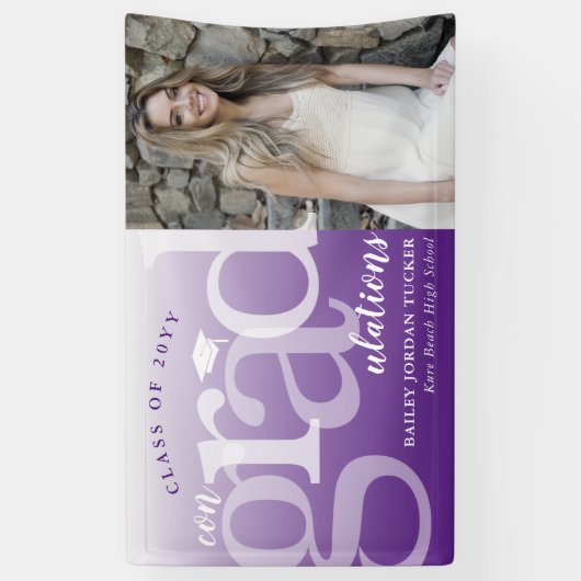 Vet ConGRADuleringen Paarse Ombre Foto Afstuderen Spandoek (Verticaal)