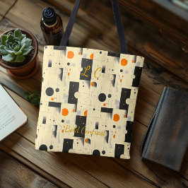Vet contrast Abstract – zwart, wit, Sinaasappel Tote Bag