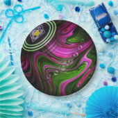 Vet contrast: Magenta en Green Lawn Bowl Papieren Bordje (Feest)