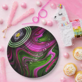 Vet contrast: Magenta en Green Lawn Bowl Papieren Bordje (Feest)