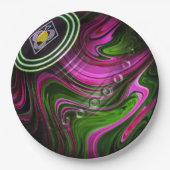 Vet contrast: Magenta en Green Lawn Bowl Papieren Bordje (Voorkant)