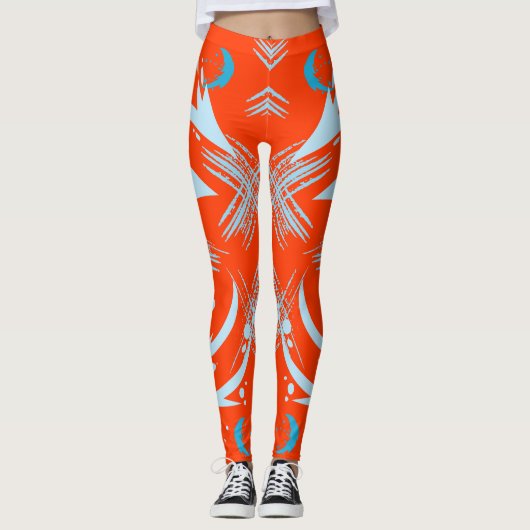Vet Coquelicot Oranje Dragon Slash Pattern Leggings (Voorkant)