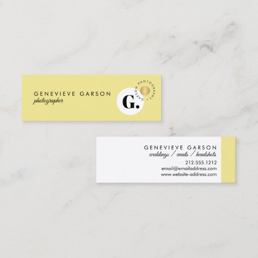 Vet Creatief Monogram Logo Geel Social Media Mini Visitekaartje (Voorkant / Achterkant)