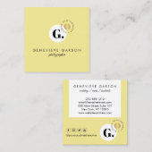 Vet Creatief Monogram Logo Geel Social Media Vierkante Visitekaartje (Voorkant / Achterkant)