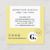 Vet Creatief Monogram Logo Geel Social Media Vierkante Visitekaartje (Achterkant)