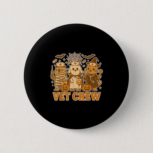 Vet Crew Halloween Costume Dog Cat Capybara Pet Te Ronde Button 5,7 Cm (Voorkant)