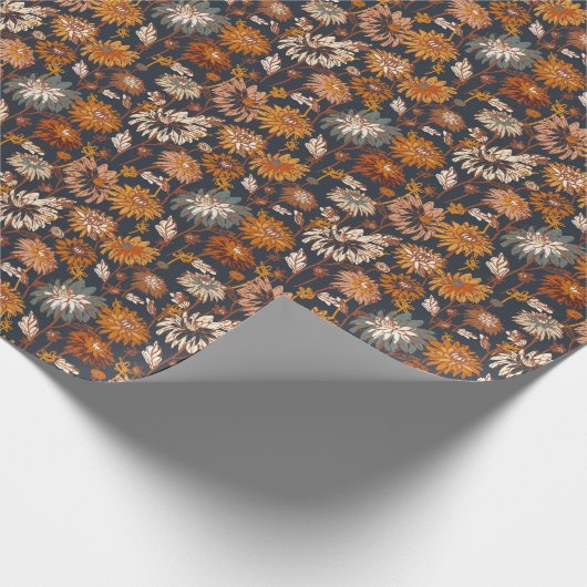 Vet Dahlia Chrysanthemum Chinees patroon Cadeaupapier (Hoek)