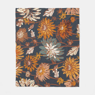 Vet Dahlia Chrysanthemum Chinees patroon Fleece Deken