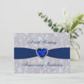 Vet Damask 45e Jubileum 4.5x6.25 nodigt uit Kaart (Staand voorkant)