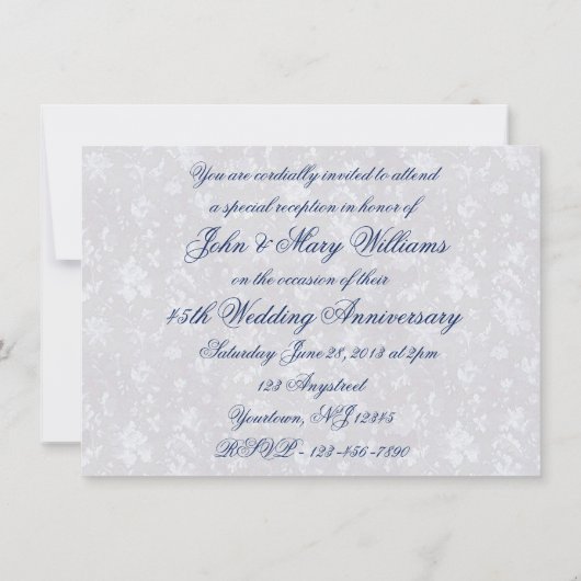 Vet Damask 45e Jubileum 4.5x6.25 nodigt uit Kaart (Achterkant)