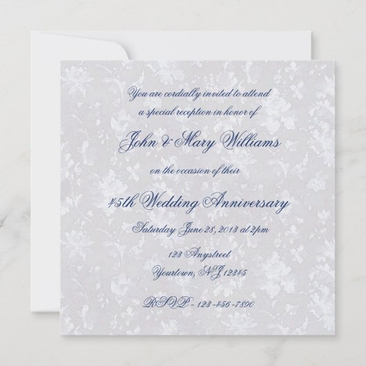 Vet Damask 45th Jubileum 5.25x5.25 nodigt Kaart ui (Achterkant)