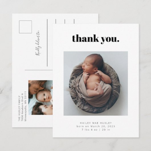 Vet Dank je Baby Foto geboorte Aankondigingskaart (Voorkant / Achterkant)