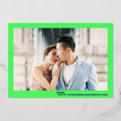 Vet Datum Blauwgroen Lime Groen Retro Echte Folie Folie Uitnodiging (Achterkant)