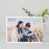 Vet Datum Elegant Modern Bruiloft Save the Date Folie Uitnodiging (Staand Voorkant)