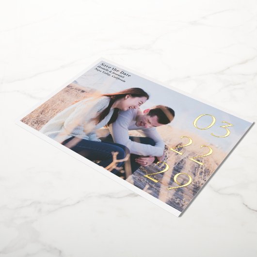 Vet Datum Elegant Modern Bruiloft Save the Date Folie Uitnodiging (Gedraaid)