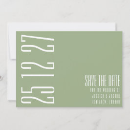 Vet Datum Sage Groen Wit Simplistic Bruiloft Save The Date
