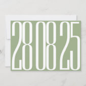 Vet Datum Sage Groen Wit Ultra Moderne Bruiloft Save The Date (Voorkant)