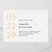 Vet Datum Schoon Minimaal Elegant Modern Bruiloft Folie Uitnodiging (Voorkant)