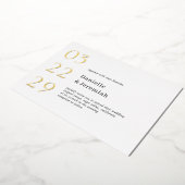 Vet Datum Schoon Minimaal Elegant Modern Bruiloft Folie Uitnodiging (Gedraaid)