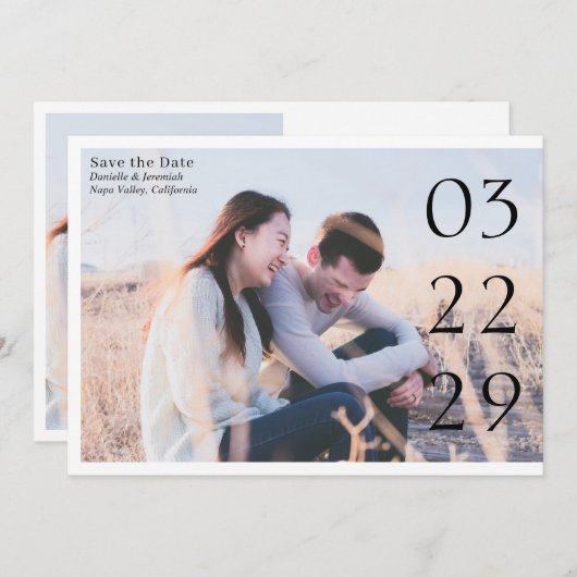 Vet Datum Schoon Minimaal Elegant Modern Bruiloft Save The Date (Voorkant / Achterkant)