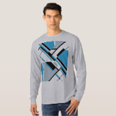Vet diagonaal blauw zwart grijs MCM-geïnspireerd o T-shirt (Voorkant volledig)