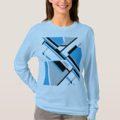 Vet Diagonaal Blauw Zwart Grijs MCM Kijk Abstract T-shirt (Voorkant)