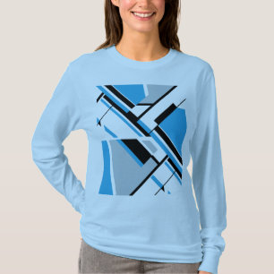 Vet Diagonaal Blauw Zwart Grijs MCM Kijk Abstract T-shirt