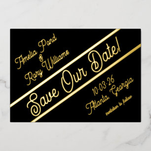 Vet Diagonaal Folie Save the Date Kaart