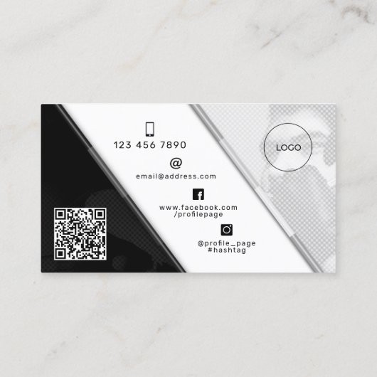 Vet diagonaal grijs wit zwart visitekaartje (Achterkant)