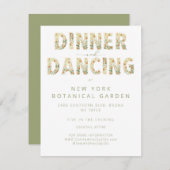 Vet Diner & Dansen Receptie Bloemen Bruiloft Informatiekaartje (Voorkant / Achterkant)