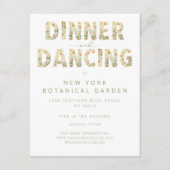 Vet Diner & Dansen Receptie Bloemen Bruiloft Informatiekaartje (Voorkant)