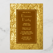 Vet Dinner Party Nodig Botanische Elegante Golden  Folie Uitnodiging (Voorkant)