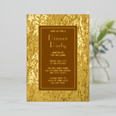 Vet Dinner Party Nodig Botanische Elegante Golden  Folie Uitnodiging (Staand Voorkant)