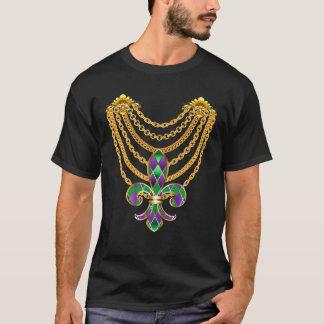 Vet Dinsdag-Mardi-Gras-Fleur-De-Lis-Chain-Ketting T-shirt