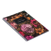 Vet Donker  Bloemen Koraal Lila naam Notitieboek (Rechterzijde)