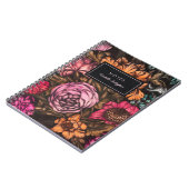 Vet Donker  Bloemen Koraal Lila naam Notitieboek (Linkerzijde)