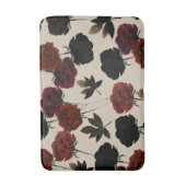 Vet Donker Bloemen Rood & Zwart Beige Botanisch Badmat (Voorkant Verticaal)