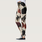 Vet Donker Bloemen Rood & Zwart Beige Botanisch Leggings (Links)