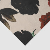 Vet Donker Bloemen Rood & Zwart Beige Botanisch Tissuepapier (Detail)