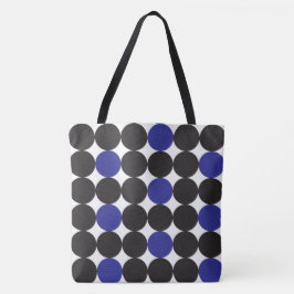 Vet donkerblauw zwarte Stippen Geometrisch patroon Tote Bag