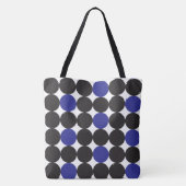 Vet donkerblauw zwarte Stippen Geometrisch patroon Tote Bag (Achterkant)