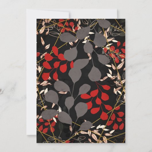 Vet donkerbruin Floral Red Black Goud Weddenschap Kaart (Achterkant)