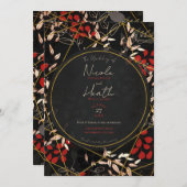 Vet donkerbruin Floral Red Black Goud Weddenschap Kaart (Voorkant / Achterkant)